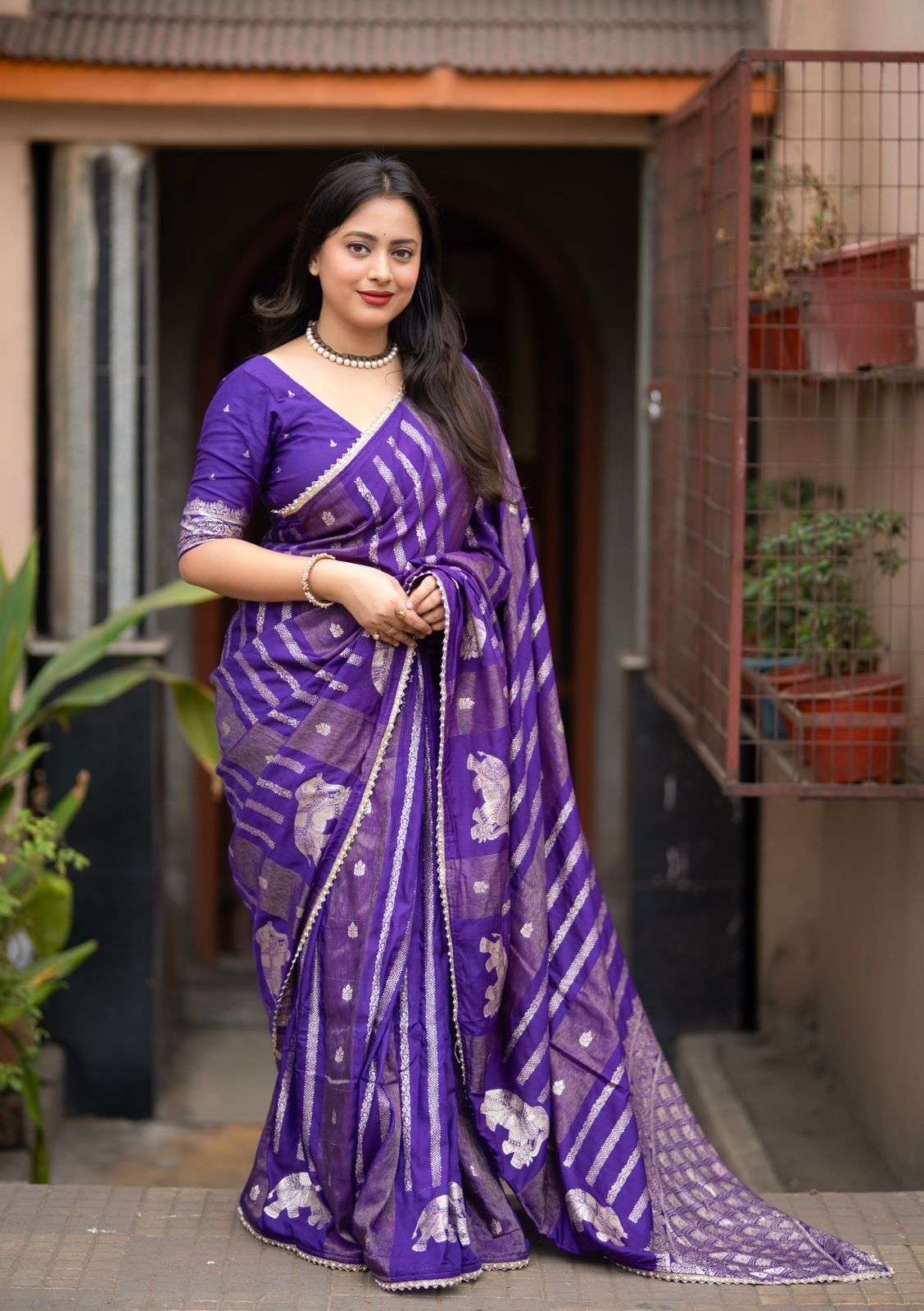 NEW FANCY PURE BANARASI STYLE ZARI WOMAN SAREE FROM LD-761 KAVITA ELEPHANT