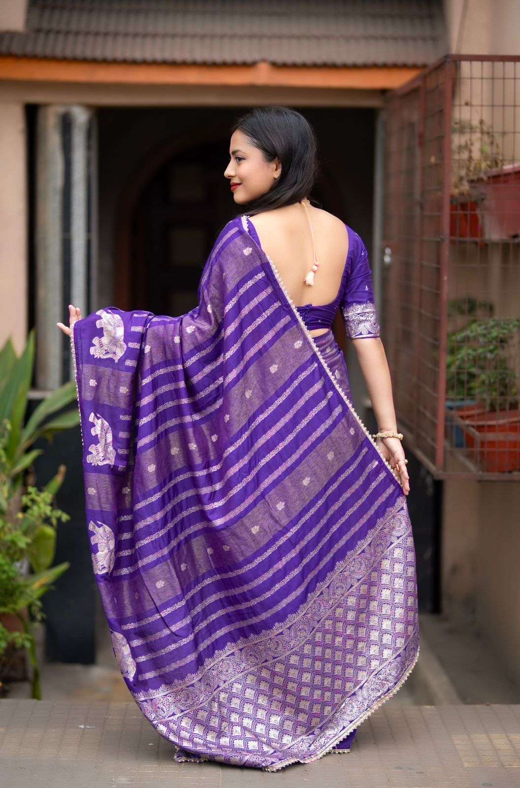 NEW FANCY PURE BANARASI STYLE ZARI WOMAN SAREE FROM LD-761 KAVITA ELEPHANT