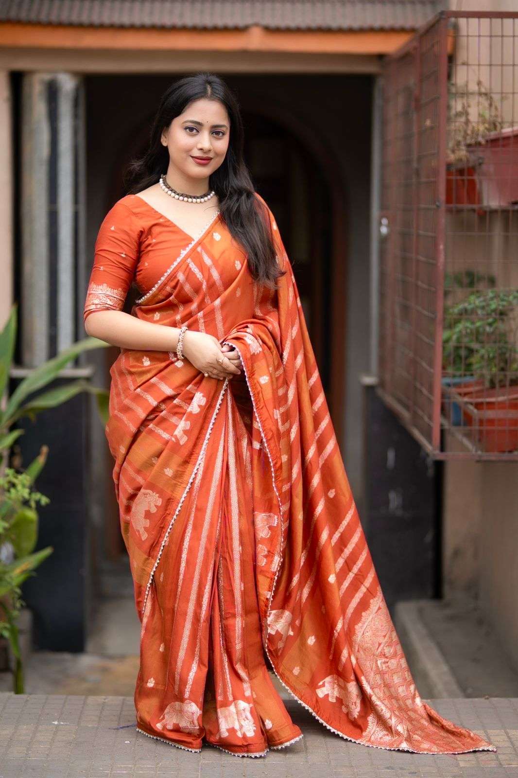 NEW FANCY PURE BANARASI STYLE ZARI WOMAN SAREE FROM LD-761 KAVITA ELEPHANT