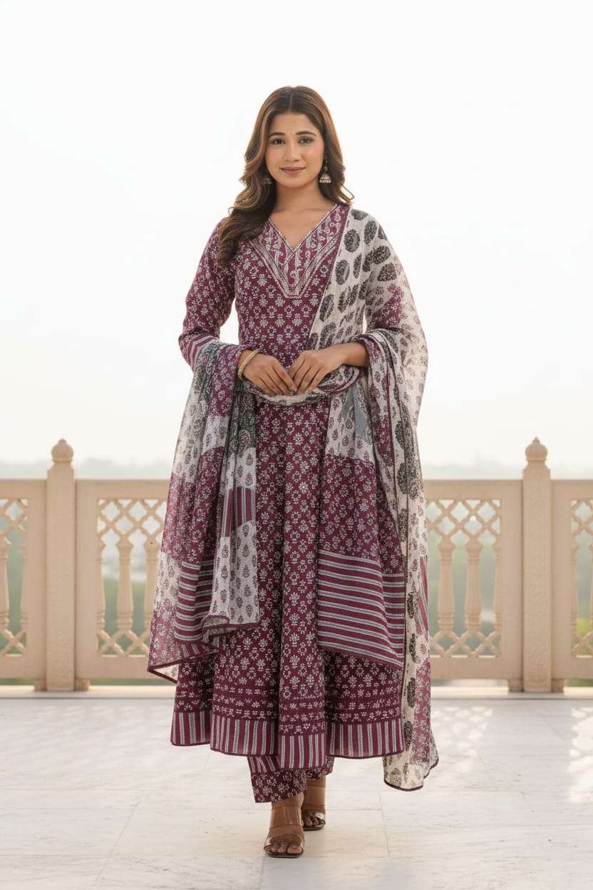 NEW LAUNCHING COTTON PRINT ANARKALI STYLE DRESS COLLECTION