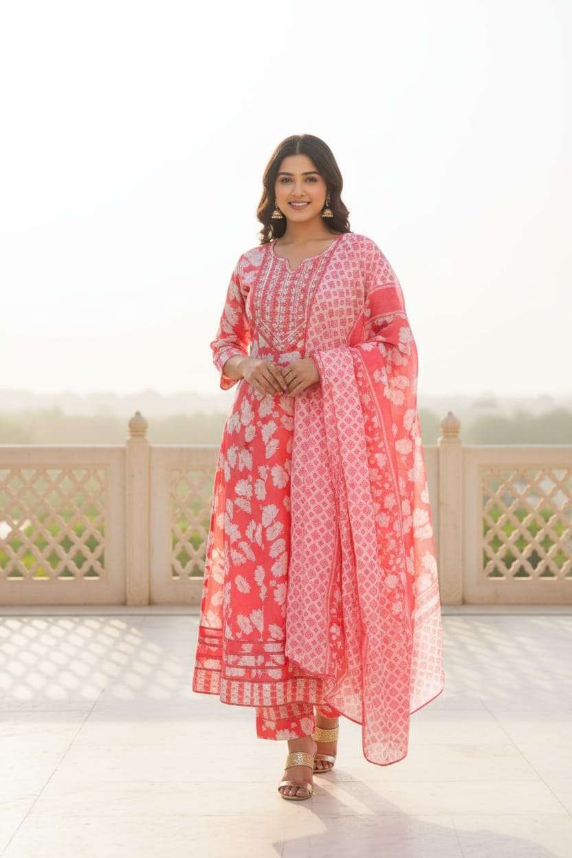 NEW LAUNCHING COTTON PRINT ANARKALI STYLE DRESS COLLECTION