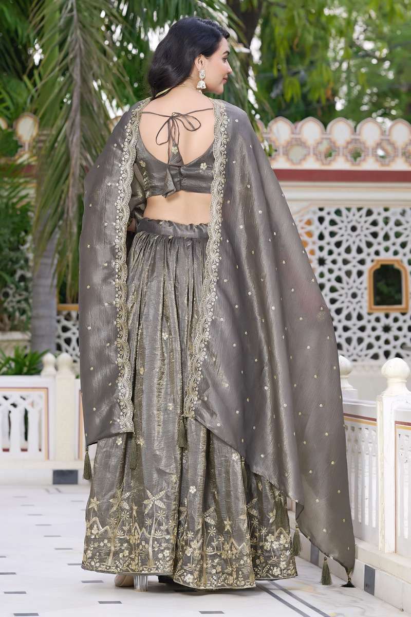 NEW LAUNCHING GOLD CRUSH WEAVING ZARI WORK WITH SEQUIN TOUCH UP LEHENGA 