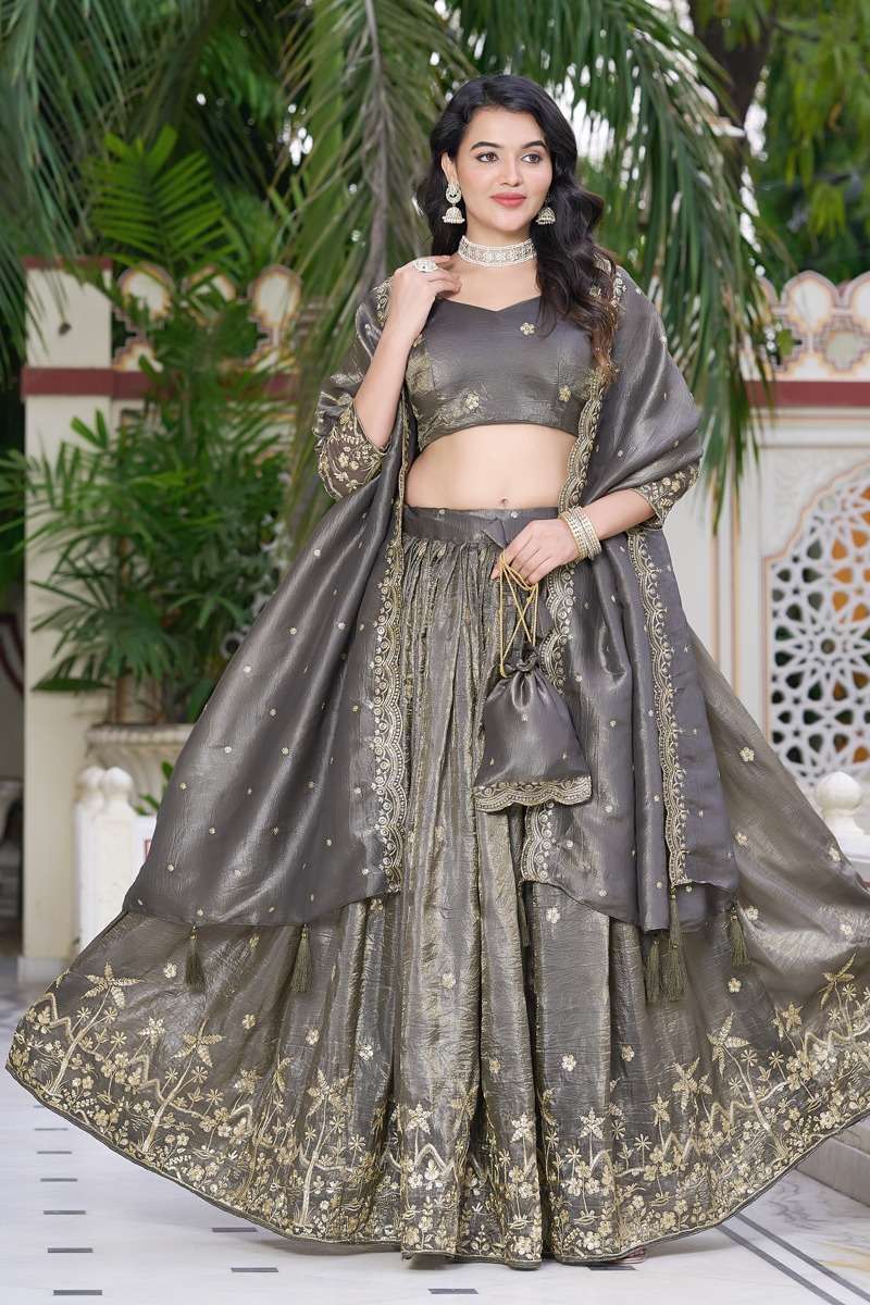 NEW LAUNCHING GOLD CRUSH WEAVING ZARI WORK WITH SEQUIN TOUCH UP LEHENGA 