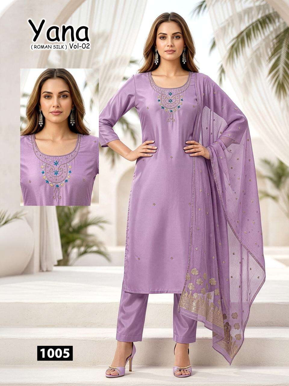  NEW LAUNCHING HEAVY  ROMAN SILK WITH LINING KURTI SET YANA VOL-2
