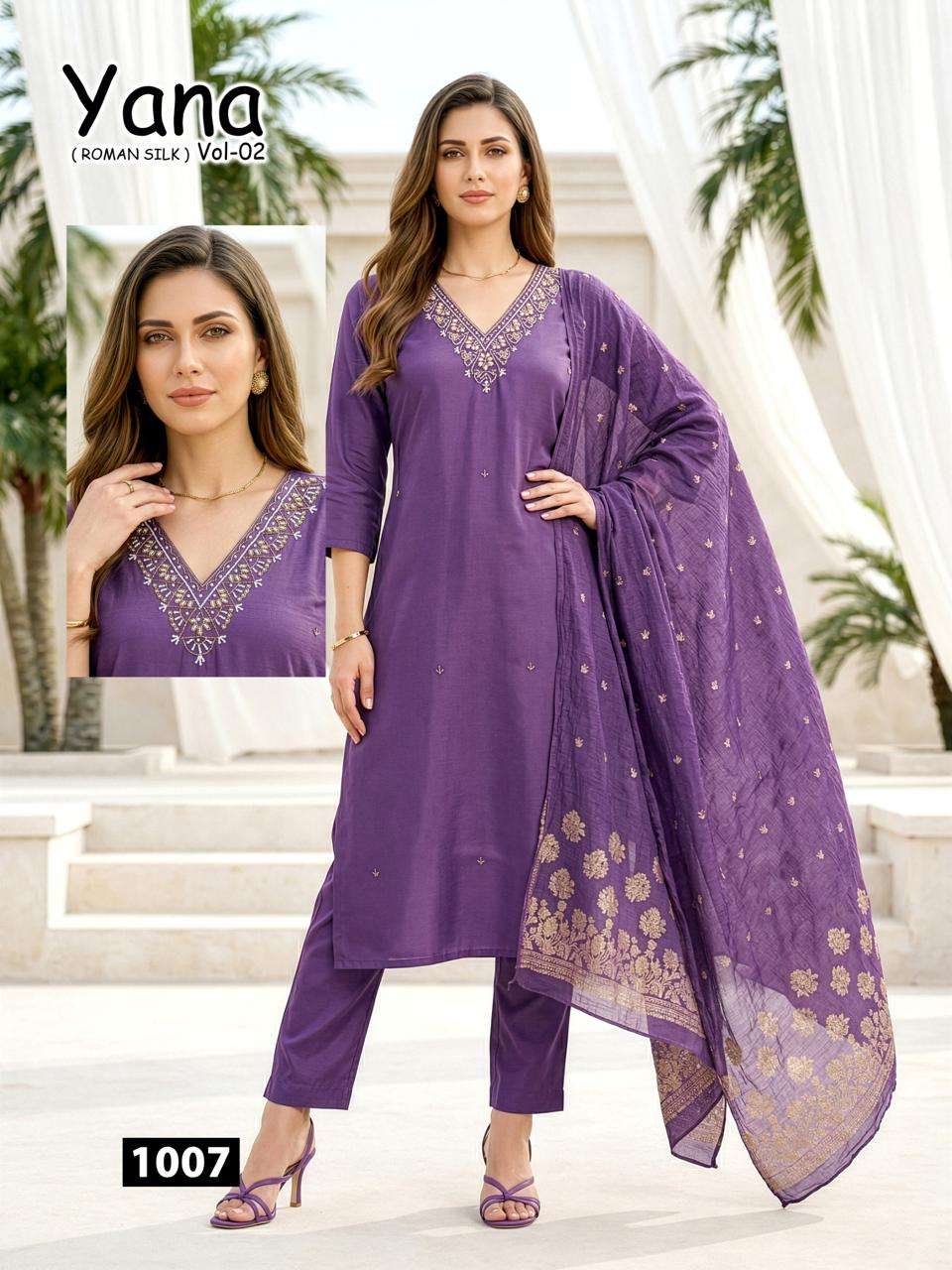 NEW LAUNCHING HEAVY  ROMAN SILK WITH LINING KURTI SET YANA VOL-2