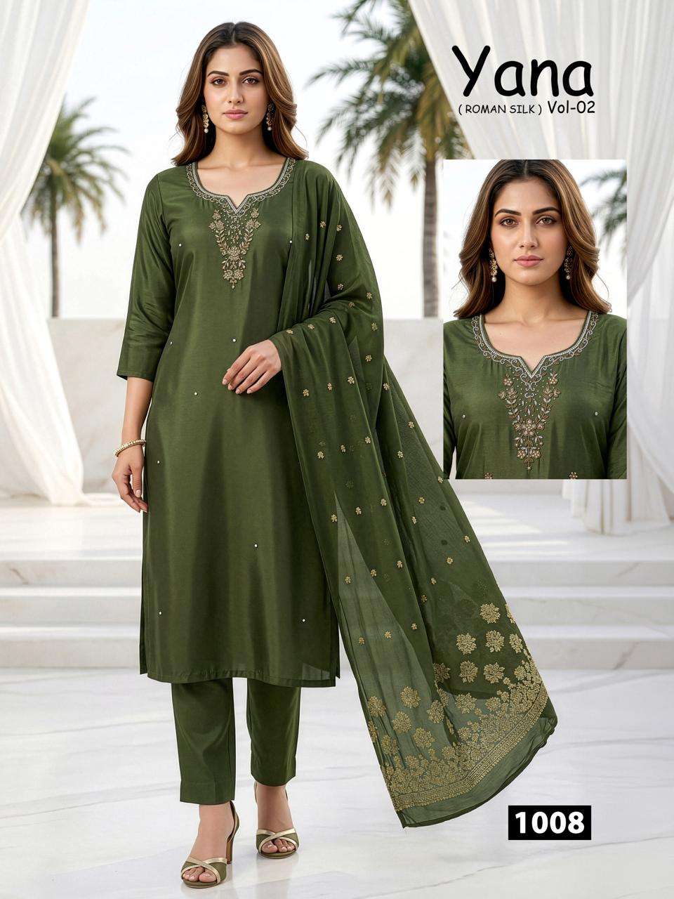  NEW LAUNCHING HEAVY  ROMAN SILK WITH LINING KURTI SET YANA VOL-2