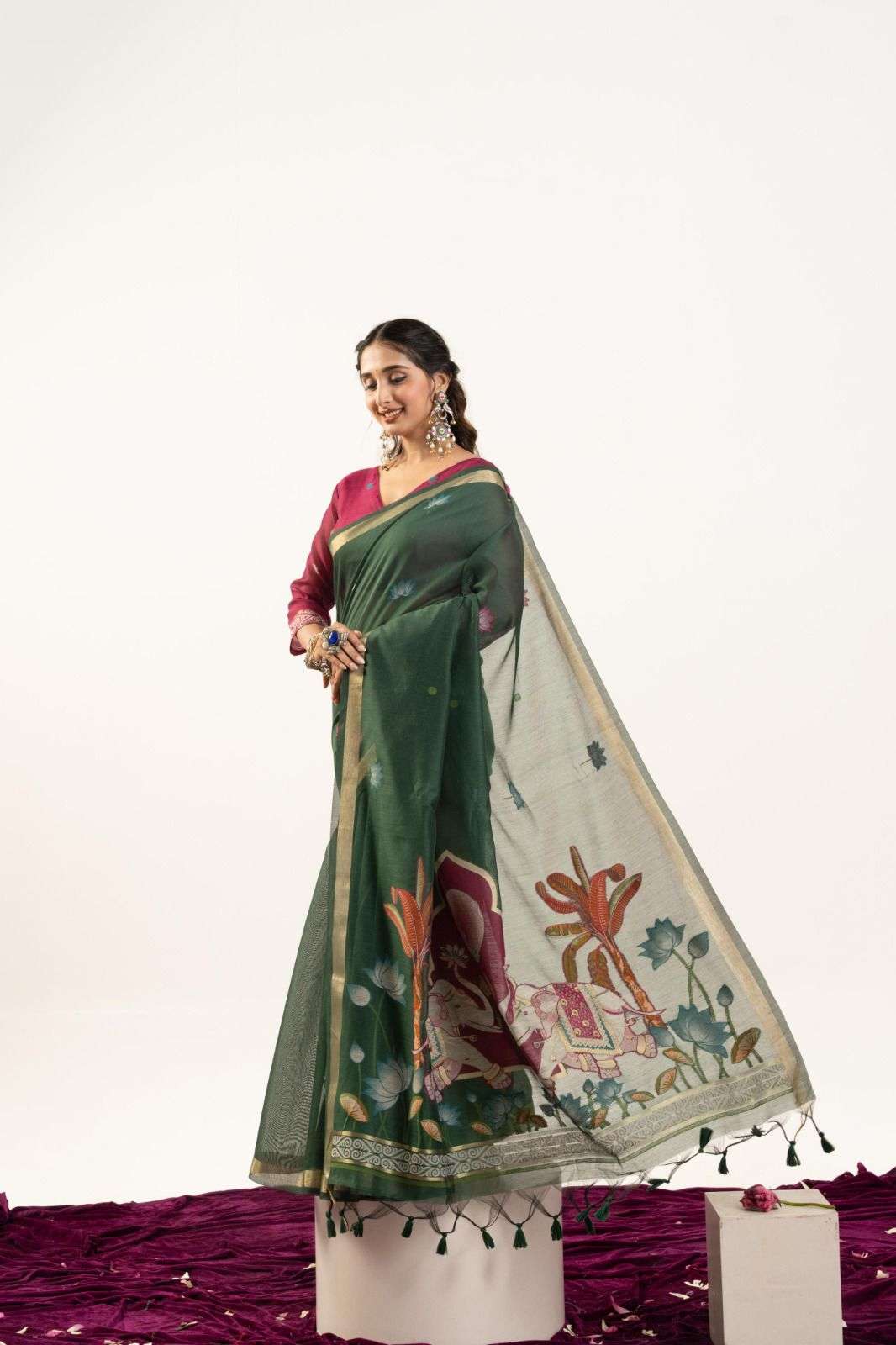 NEW LAUNCHING PREMIUM SOFT MUGA COTTON ELEPHANT SAREE COLLECTION