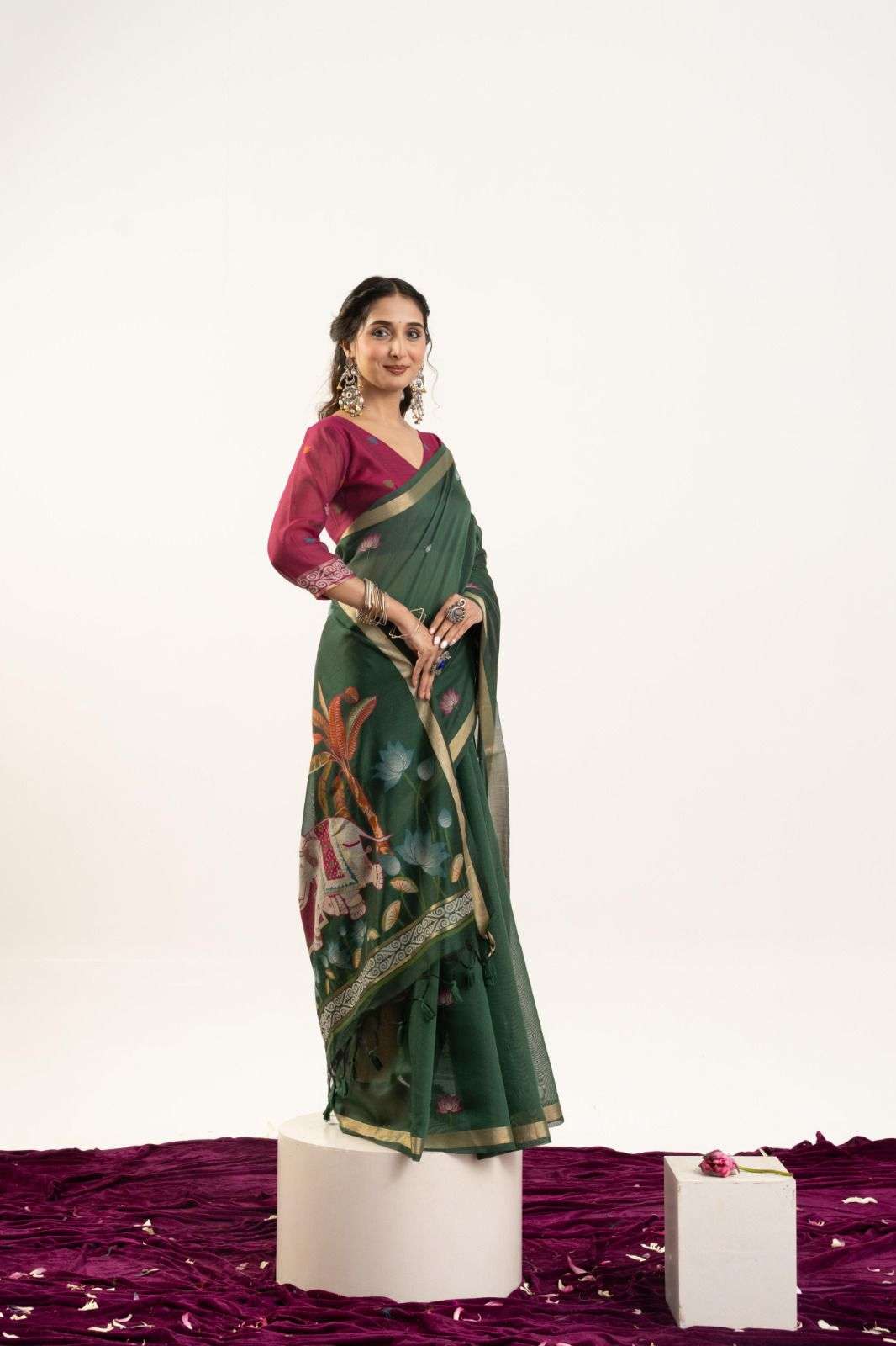 NEW LAUNCHING PREMIUM SOFT MUGA COTTON ELEPHANT SAREE COLLECTION