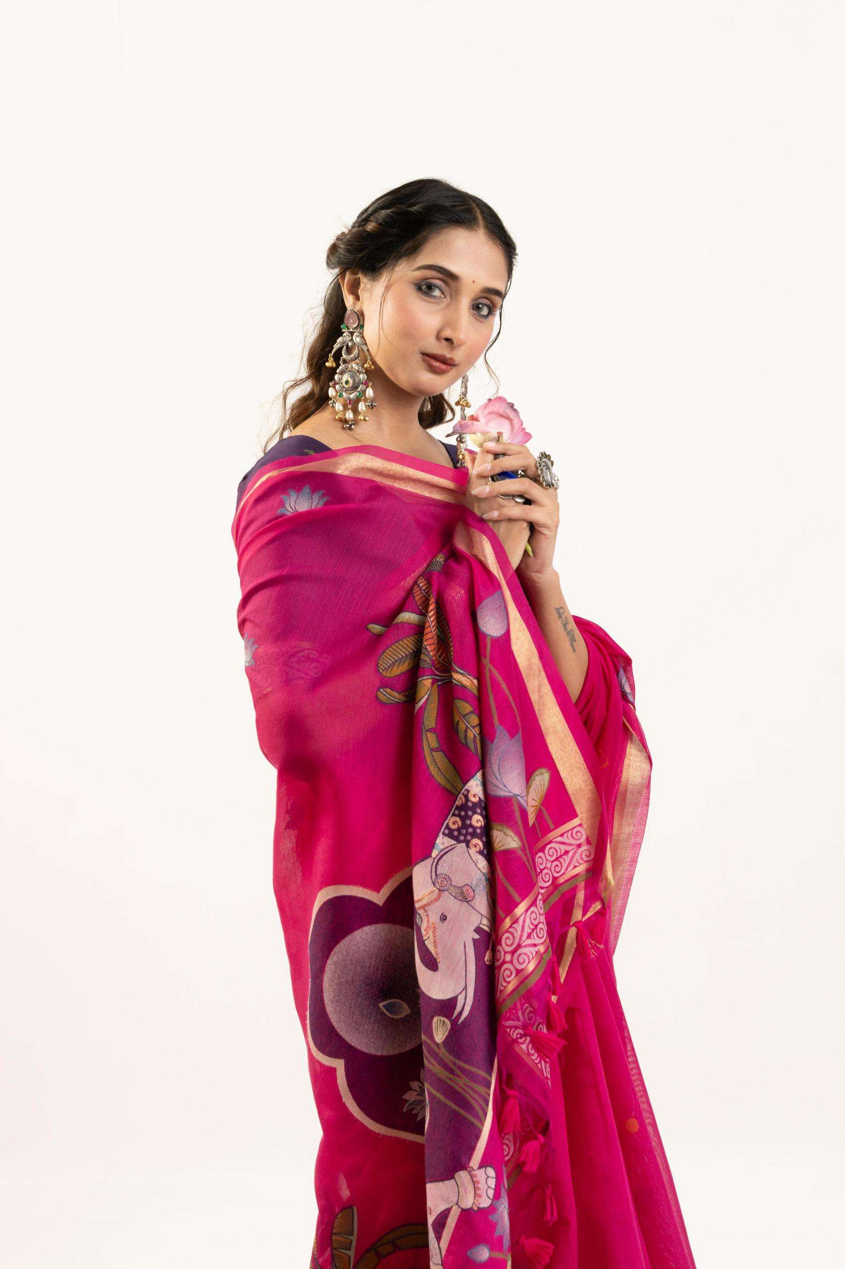 NEW LAUNCHING PREMIUM SOFT MUGA COTTON ELEPHANT SAREE COLLECTION