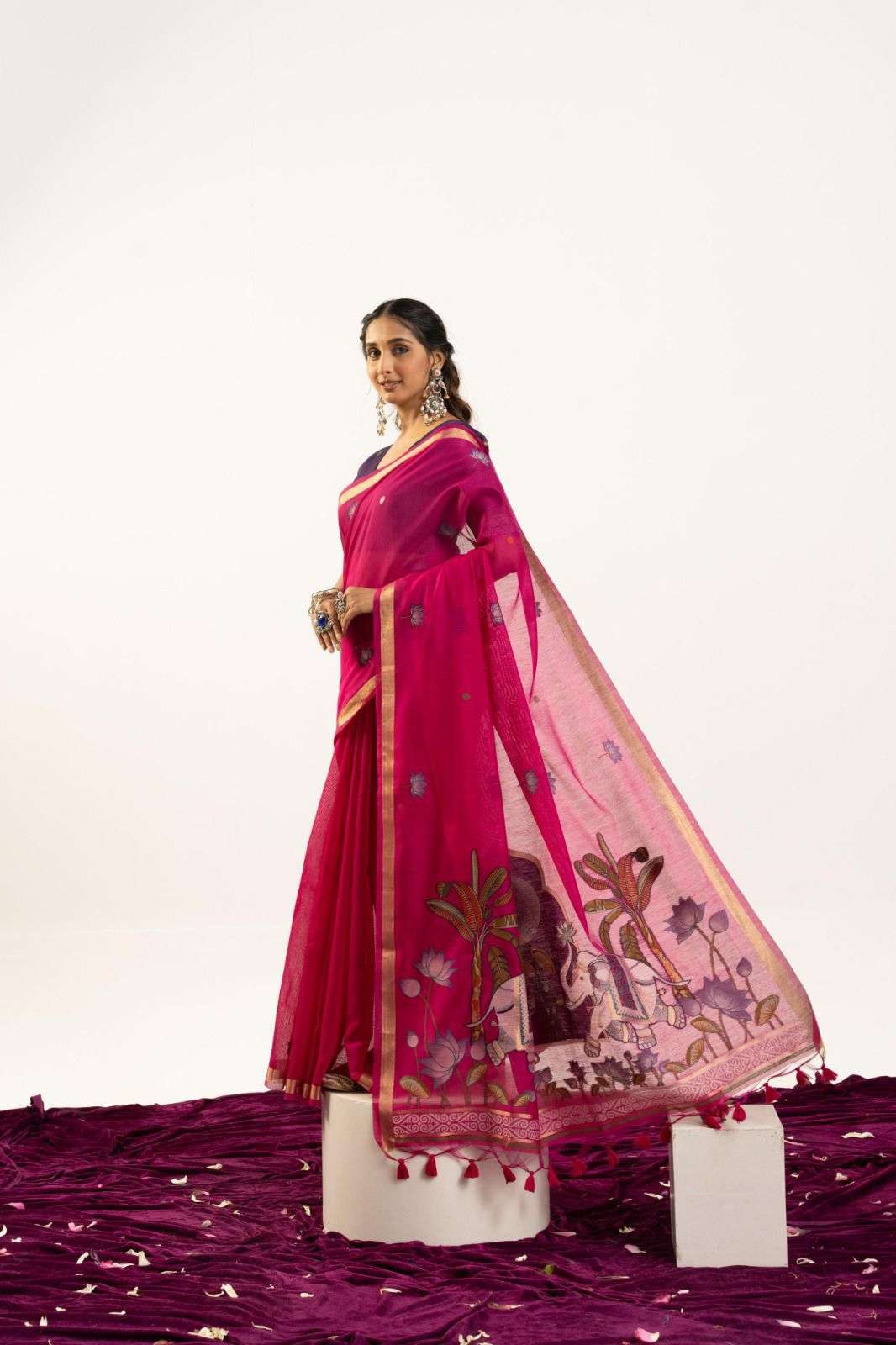 NEW LAUNCHING PREMIUM SOFT MUGA COTTON ELEPHANT SAREE COLLECTION