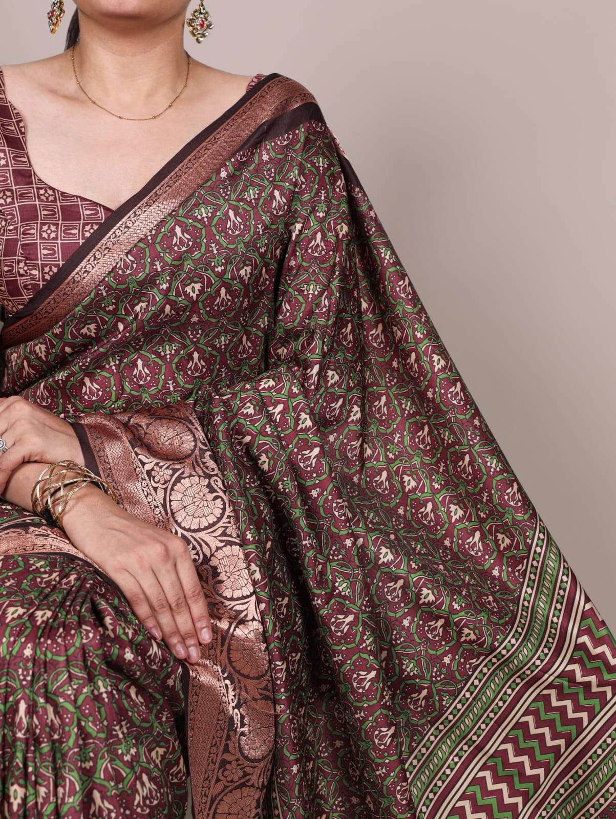 NEW LAUNCHING TASAR SILK WITH VISCOSE BORDER PRINTED SAREE