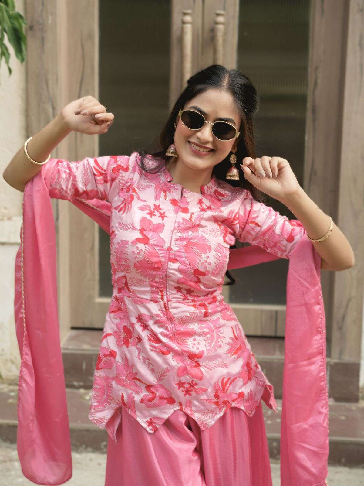 NEW TREANDING CHINON FEBRIC CROP TOP, PLAZZO WITH DUPATTA 