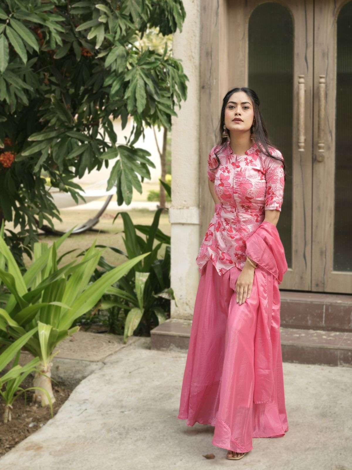 NEW TREANDING CHINON FEBRIC CROP TOP, PLAZZO WITH DUPATTA 