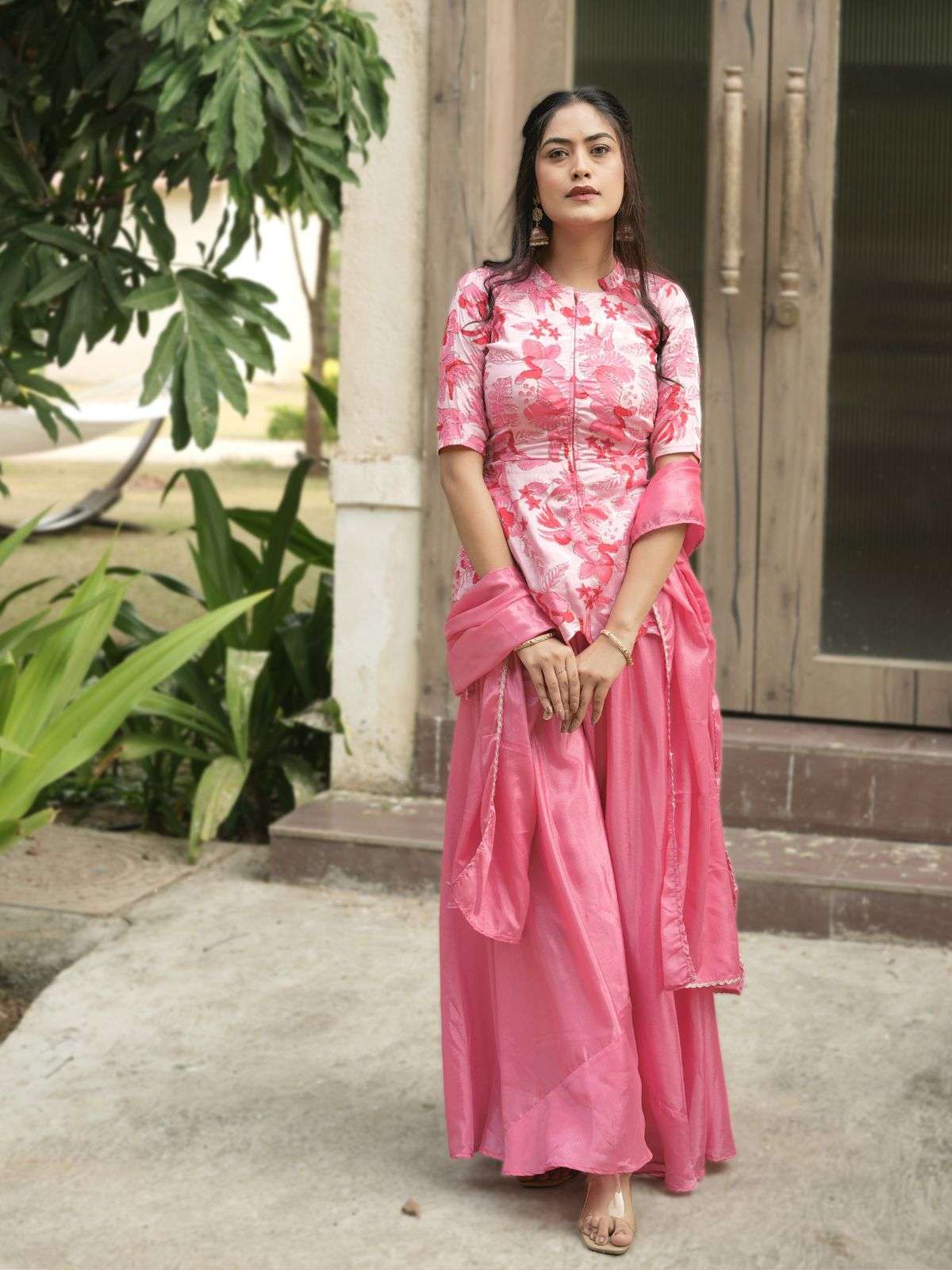 NEW TREANDING CHINON FEBRIC CROP TOP, PLAZZO WITH DUPATTA 