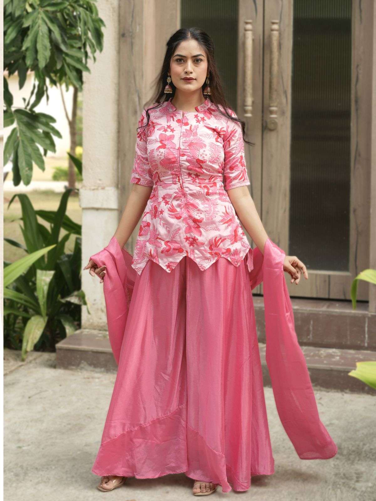 NEW TREANDING CHINON FEBRIC CROP TOP, PLAZZO WITH DUPATTA 