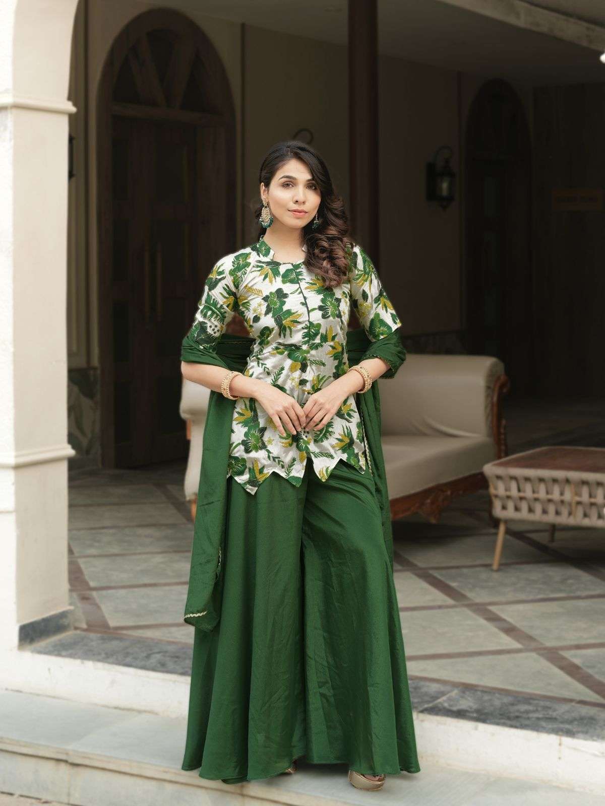 NEW TREANDING CHINON FEBRIC CROP TOP, PLAZZO WITH DUPATTA 