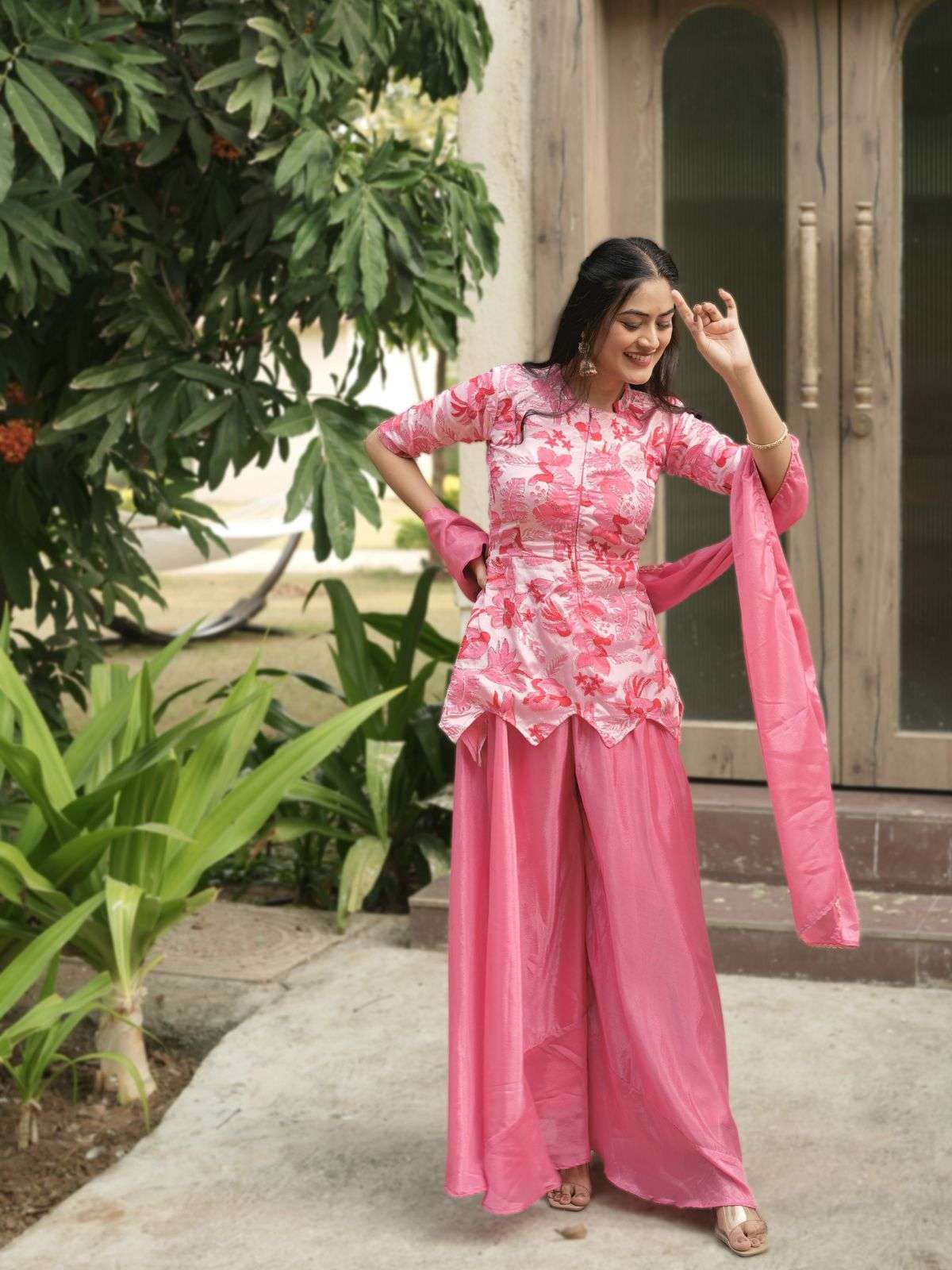 NEW TREANDING CHINON FEBRIC CROP TOP, PLAZZO WITH DUPATTA 