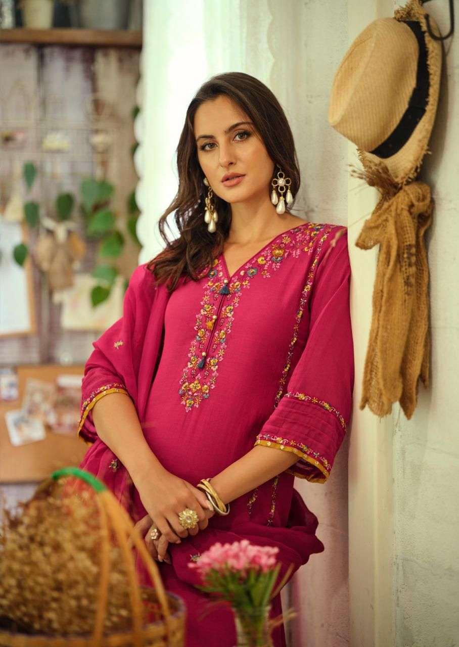 PRM INDIA LAUNCHING NEW CHANDERI FABRIC KURTI SET POORVA CATALOG
