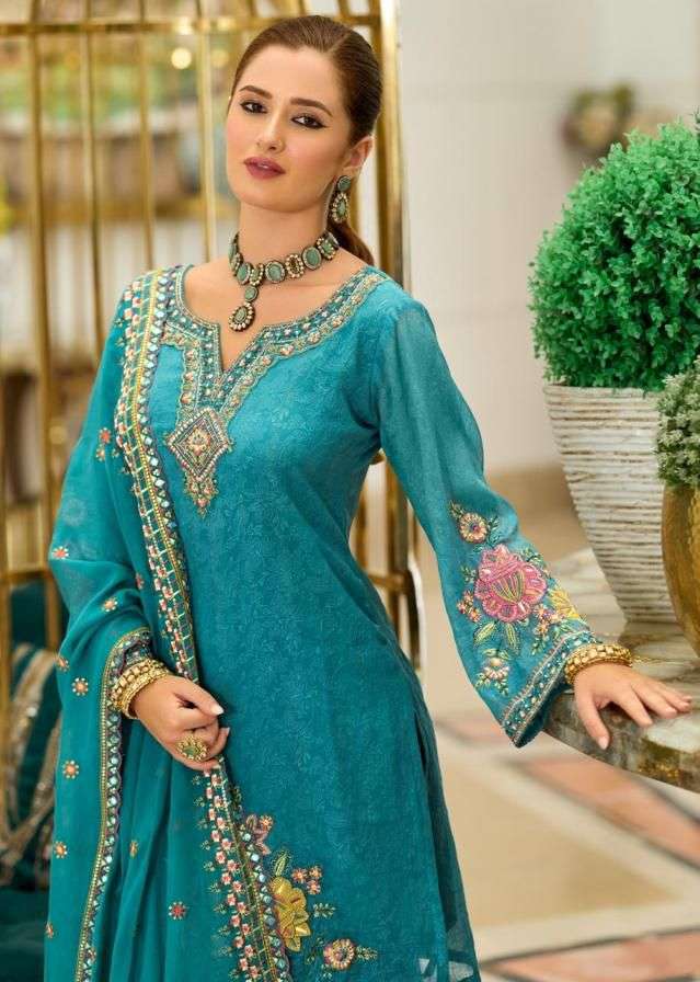 PRM INDIA LAUNCHING PURE ORGANZA CRUSH WITH EMBOS PRINT KURTI SET COLLECTION