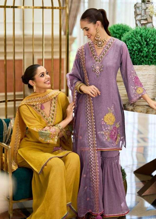 PRM INDIA LAUNCHING PURE ORGANZA CRUSH WITH EMBOS PRINT KURTI SET COLLECTION