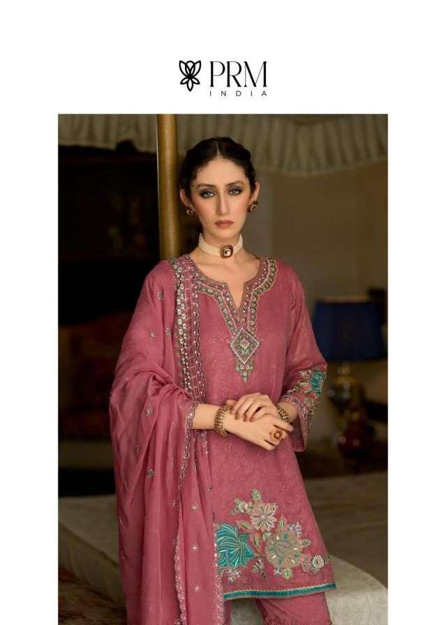 PRM INDIA LAUNCHING PURE ORGANZA CRUSH WITH EMBOS PRINT KURTI SET COLLECTION