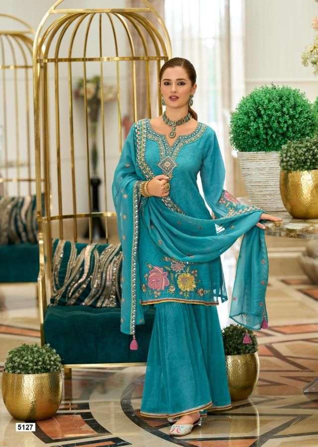 PRM INDIA LAUNCHING PURE ORGANZA CRUSH WITH EMBOS PRINT KURTI SET COLLECTION