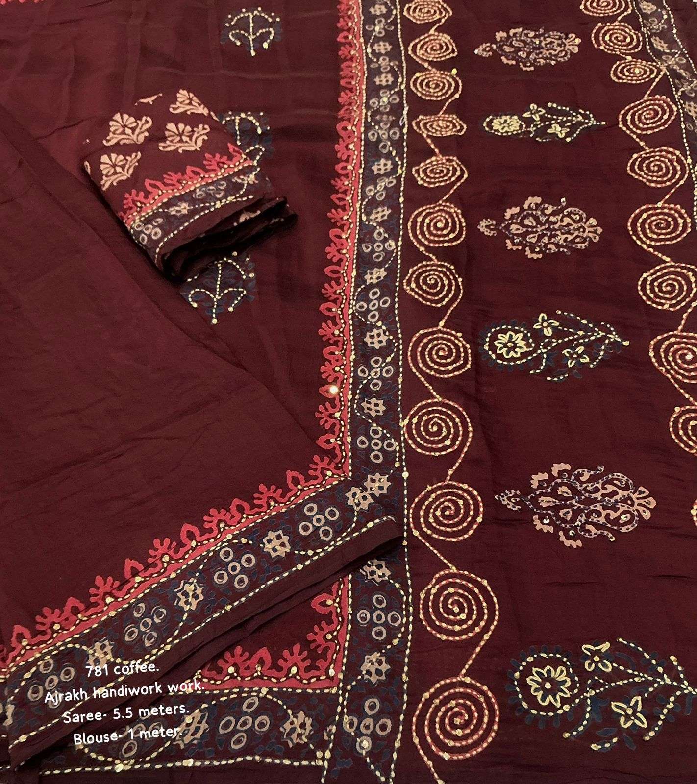 PURE CHANDERI COTTON SAREE WITH HAND BLOCK AJRAKH PRINTS 