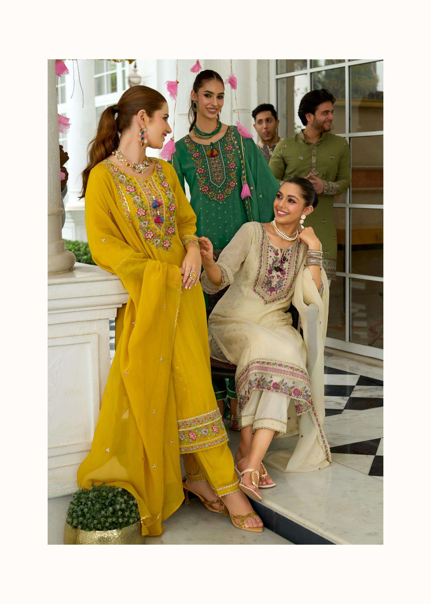 PURE MULL CHANDERI JECARD WITH HAND WORK AND EMBROIDERY KURTI SET BY SAWARIYA