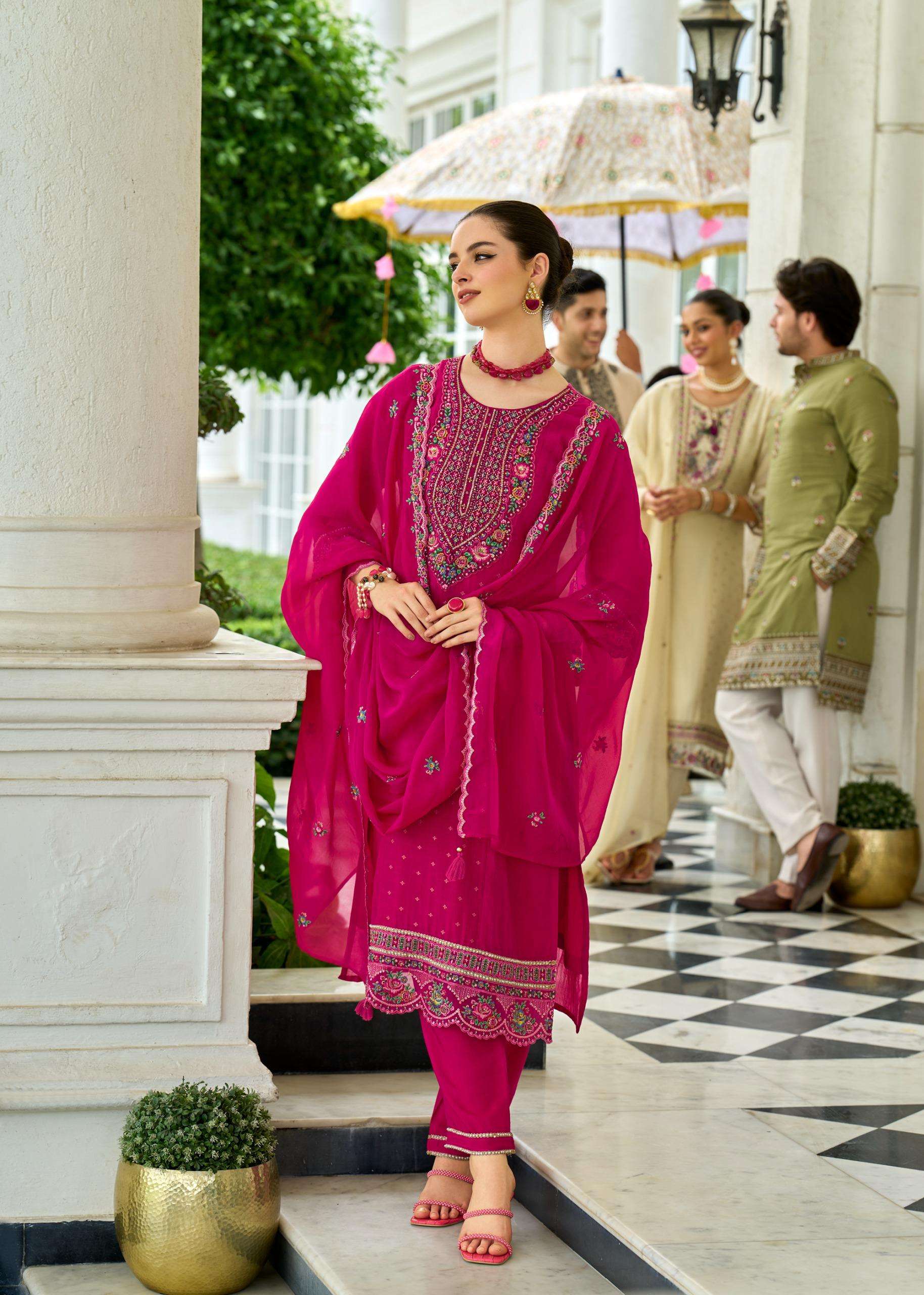 PURE MULL CHANDERI JECARD WITH HAND WORK AND EMBROIDERY KURTI SET BY SAWARIYA