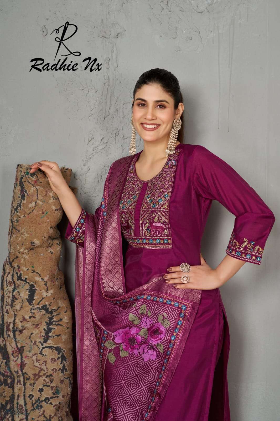 PURE MULL CHANDERI JECARD WITH HAND WORK AND EMBROIDERY KURTI SET BY SAWARIYA