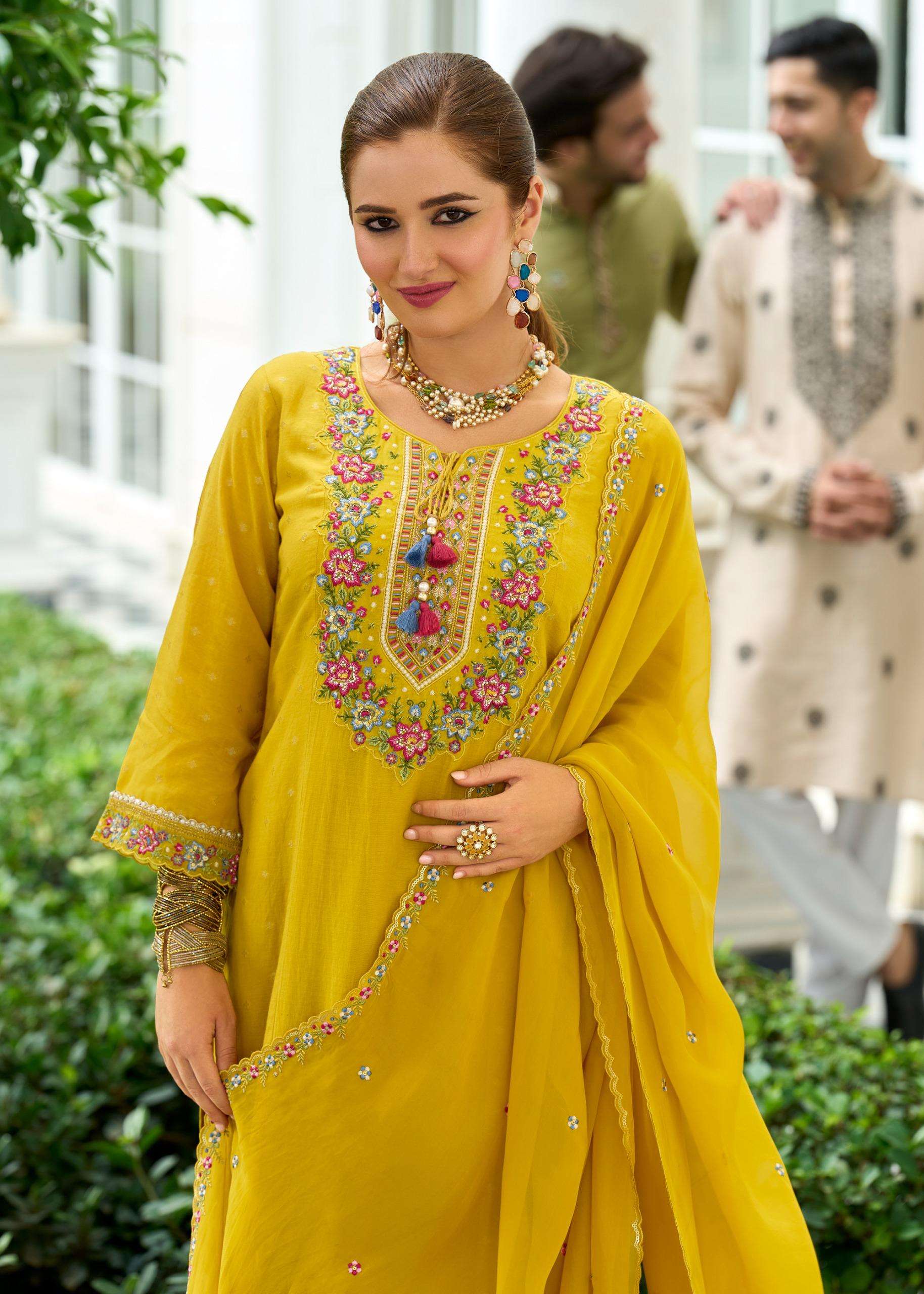 PURE MULL CHANDERI JECARD WITH HAND WORK AND EMBROIDERY KURTI SET BY SAWARIYA