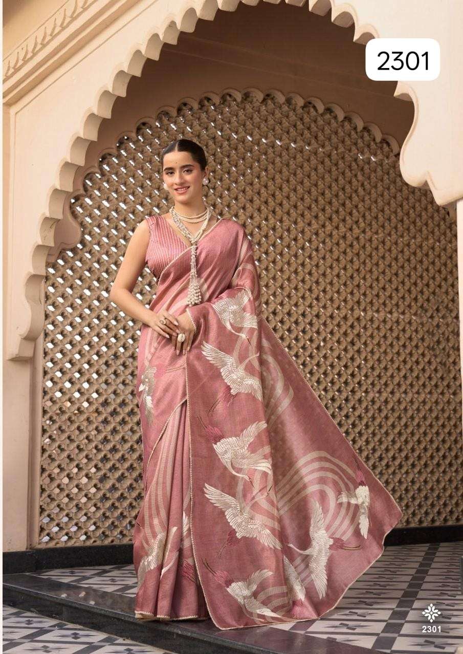 PURE TASAR SILK WITH BEAUTIFUL PALLU DESINGER AND BODY AND DESINGER BLOUSE