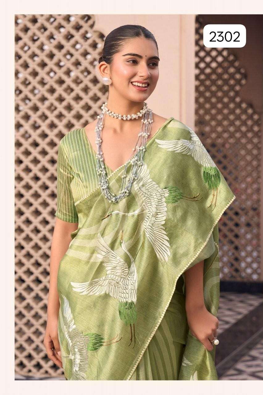 PURE TASAR SILK WITH BEAUTIFUL PALLU DESINGER AND BODY AND DESINGER BLOUSE