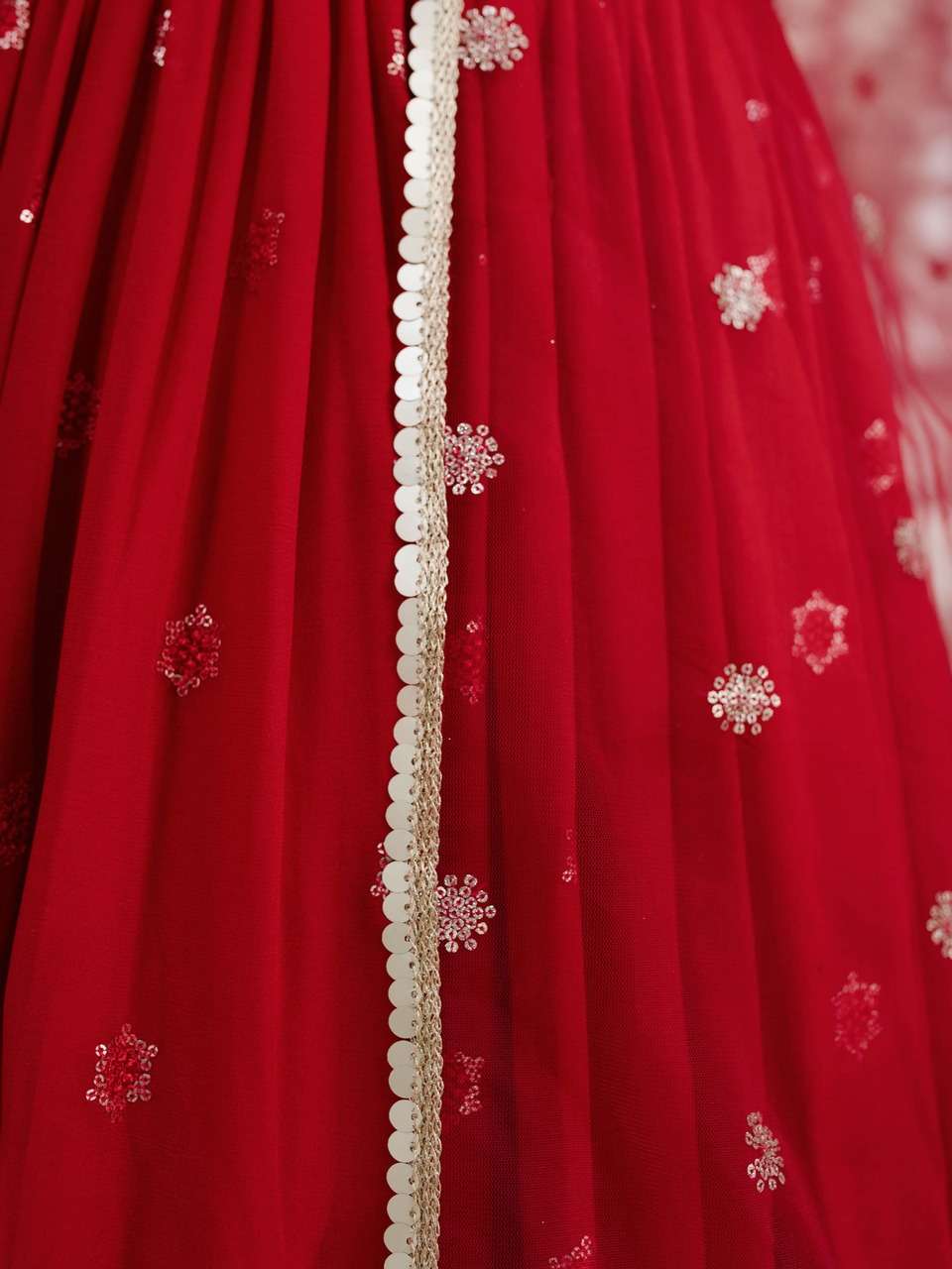 RED EMBROIDERED FESTIVAL LEHENGA CHOLI SET      