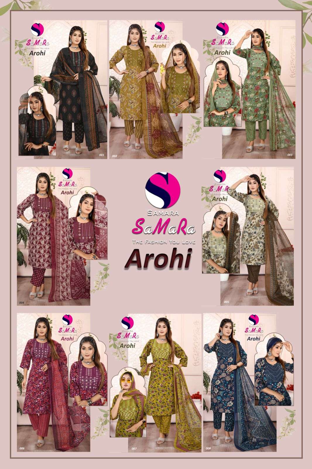 SAMARA LAUNCH NEW SLUB PRINT WITH  NACK SQUENCE EMBROIDERY WORK KURTI AROHI CATALOG