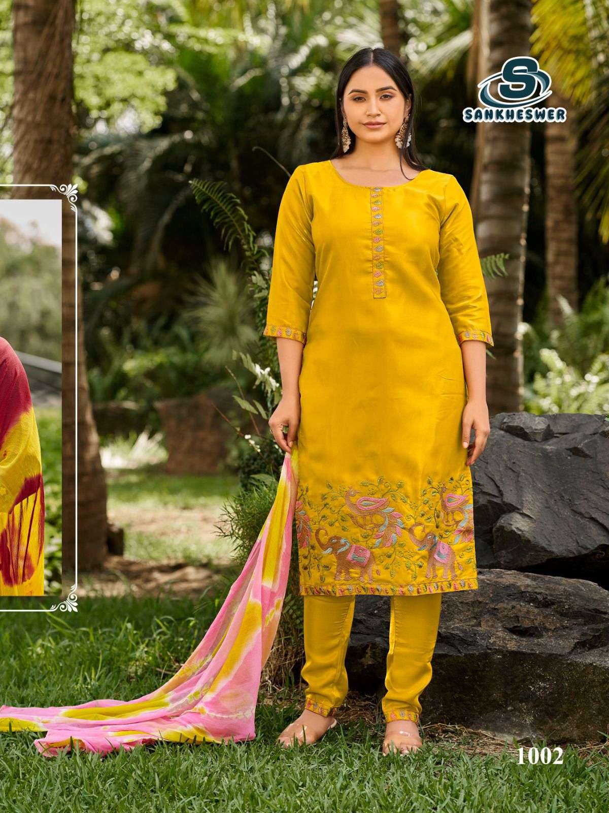 SANKHESWER LAUNCH GLASS ROMAN SILK WITH LINING KURTI SET COLLECTION AAMAAL VOL-1