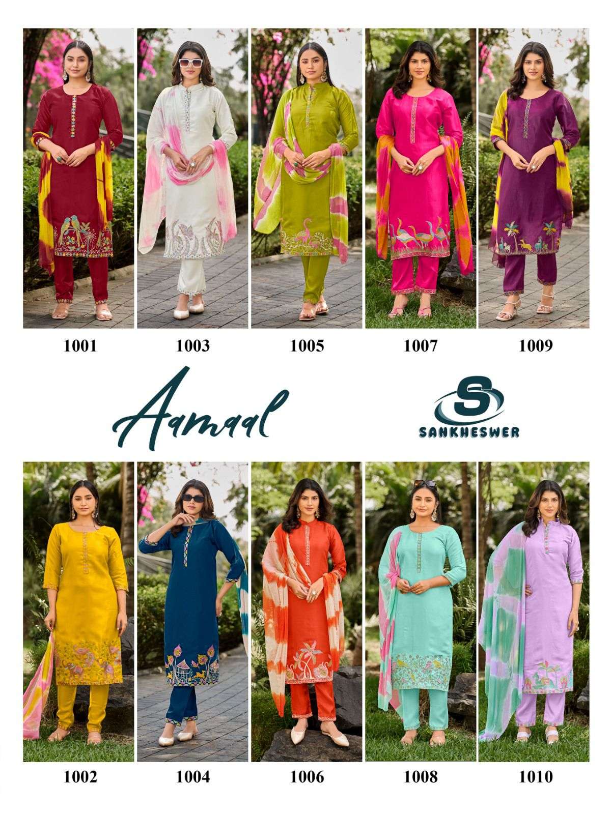 SANKHESWER LAUNCH GLASS ROMAN SILK WITH LINING KURTI SET COLLECTION AAMAAL VOL-1