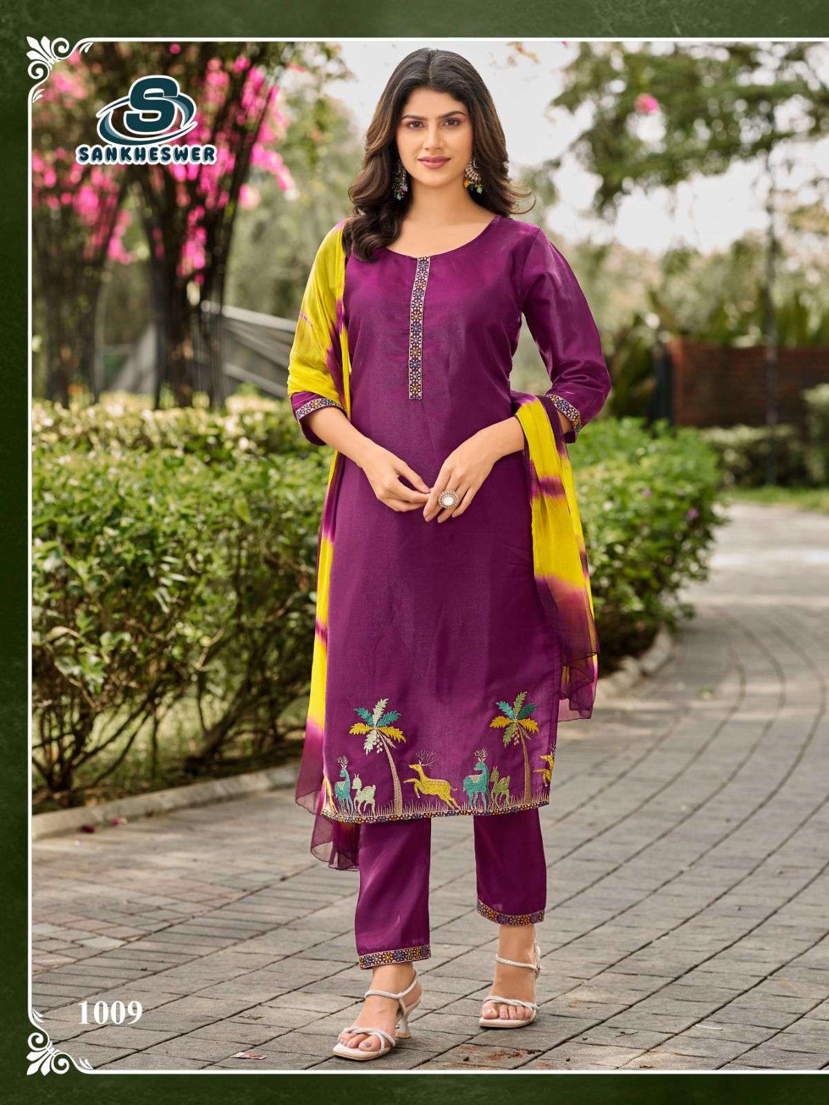 SANKHESWER LAUNCH GLASS ROMAN SILK WITH LINING KURTI SET COLLECTION AAMAAL VOL-1