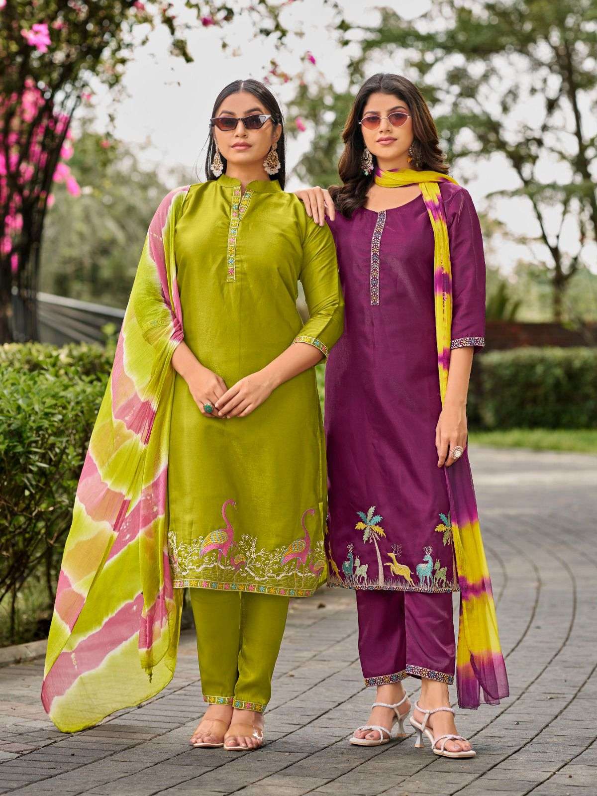 SANKHESWER LAUNCH GLASS ROMAN SILK WITH LINING KURTI SET COLLECTION AAMAAL VOL-1