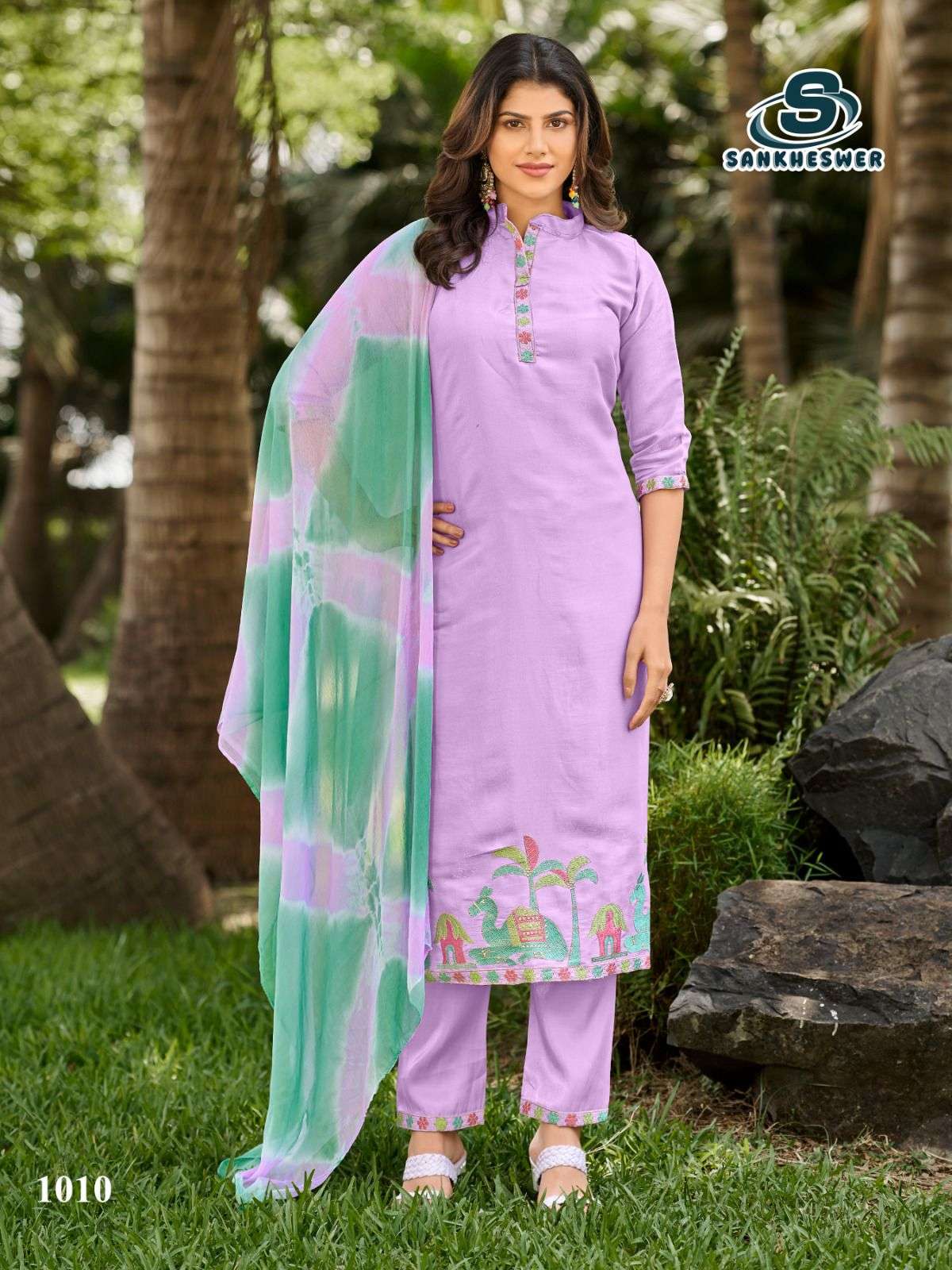 SANKHESWER LAUNCH GLASS ROMAN SILK WITH LINING KURTI SET COLLECTION AAMAAL VOL-1