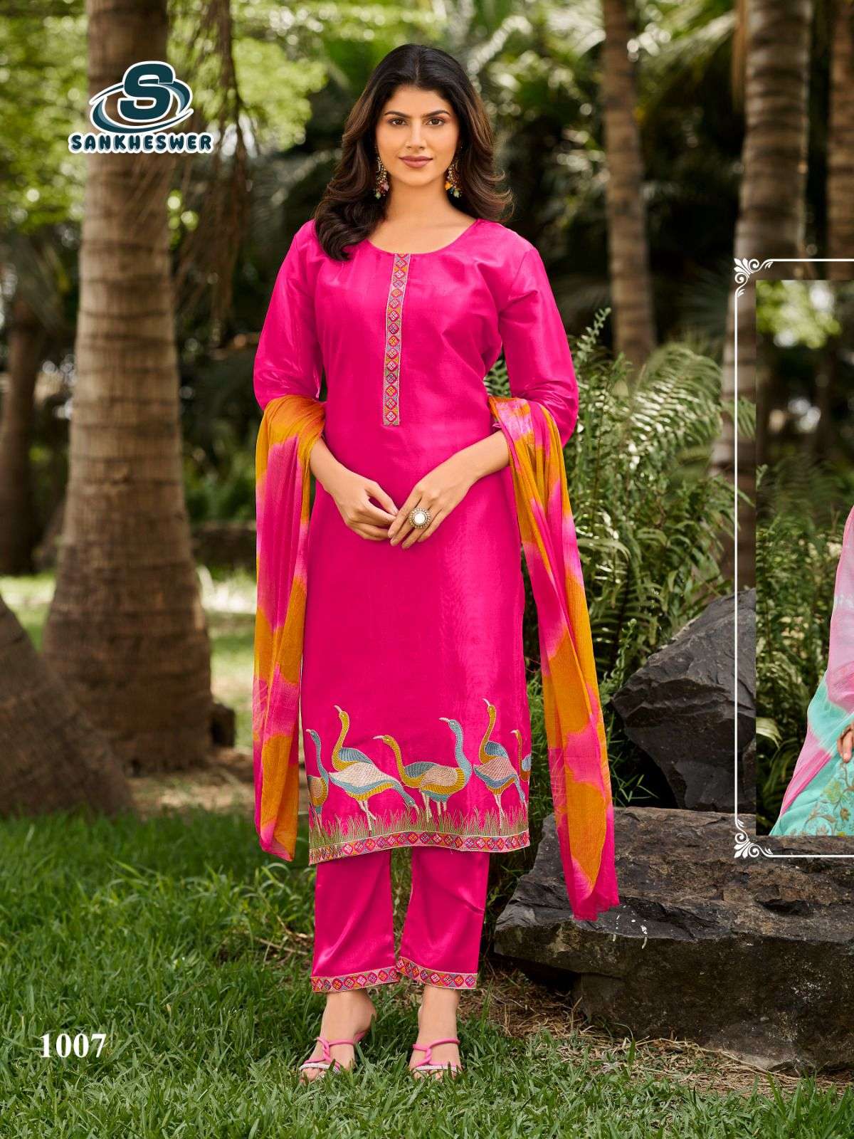 SANKHESWER LAUNCH GLASS ROMAN SILK WITH LINING KURTI SET COLLECTION AAMAAL VOL-1