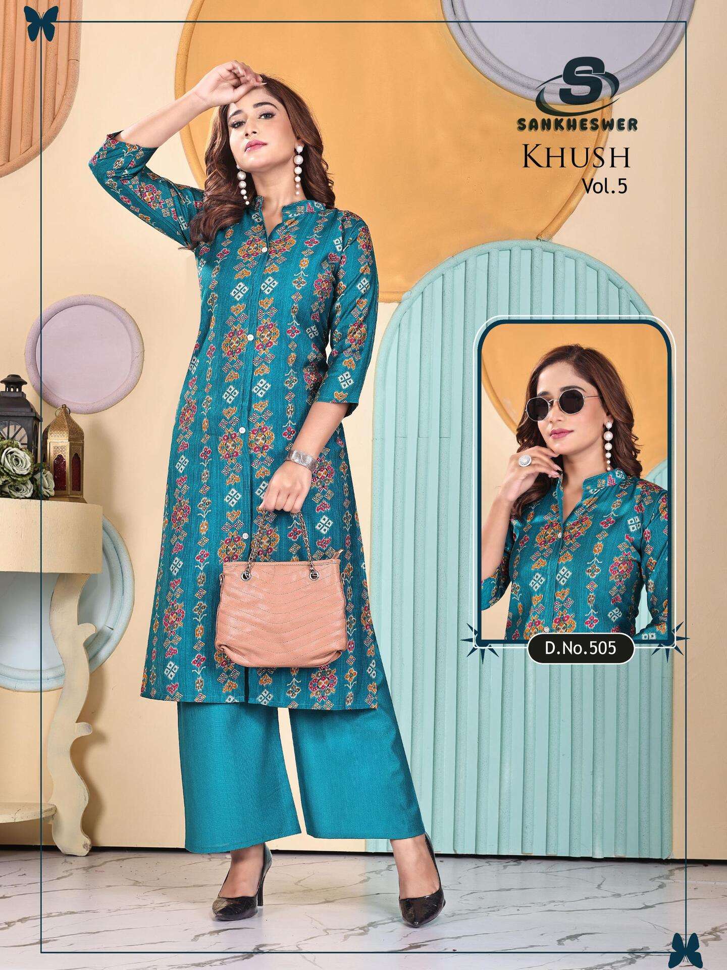 SANKHESWER LAUNCHING VERTICAN FOIL DECHARGE PRINT 2 PCS CONSEPT KHUSH VOL-5