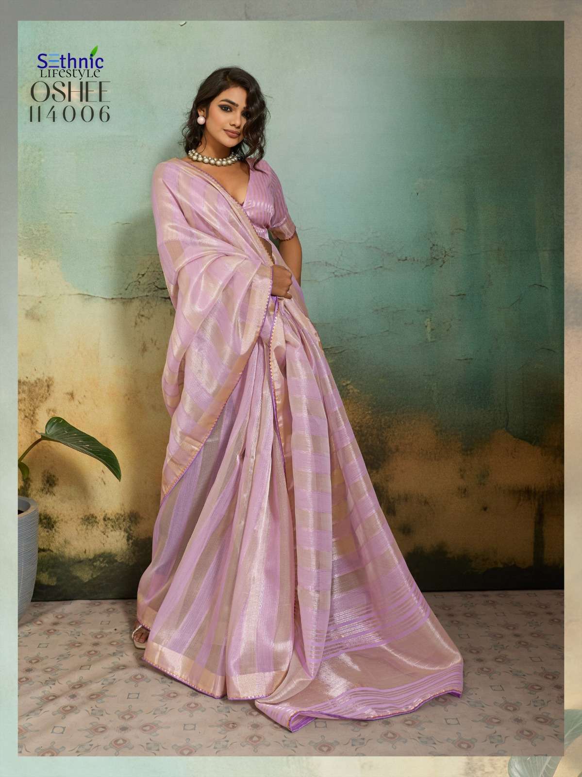 SETHNIC LIFESTYLES LAUNCHING COTTON SILK BLEND BROAD STRIPES PATTERN AND ZARI PATTA SAREE  OSHEE CATALOG