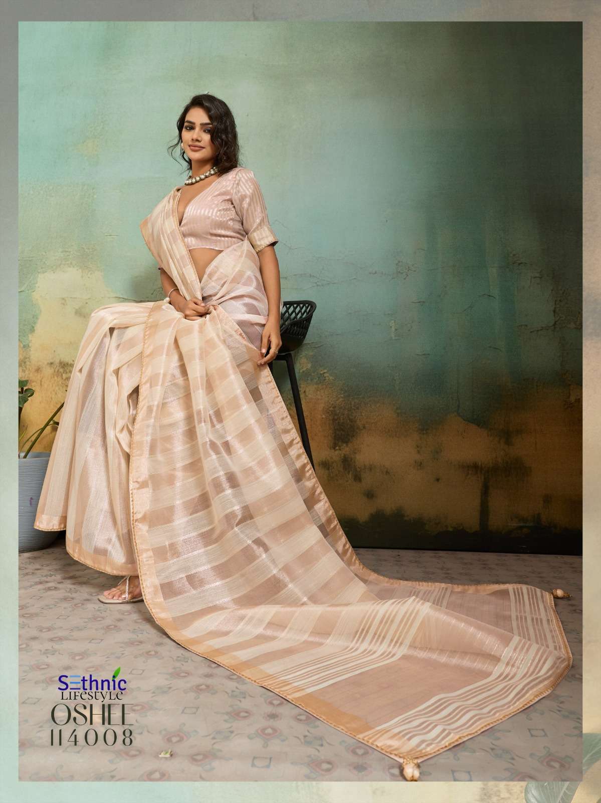 SETHNIC LIFESTYLES LAUNCHING COTTON SILK BLEND BROAD STRIPES PATTERN AND ZARI PATTA SAREE  OSHEE CATALOG