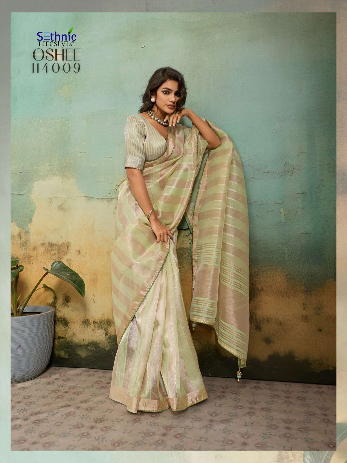 SETHNIC LIFESTYLES LAUNCHING COTTON SILK BLEND BROAD STRIPES PATTERN AND ZARI PATTA SAREE  OSHEE CATALOG