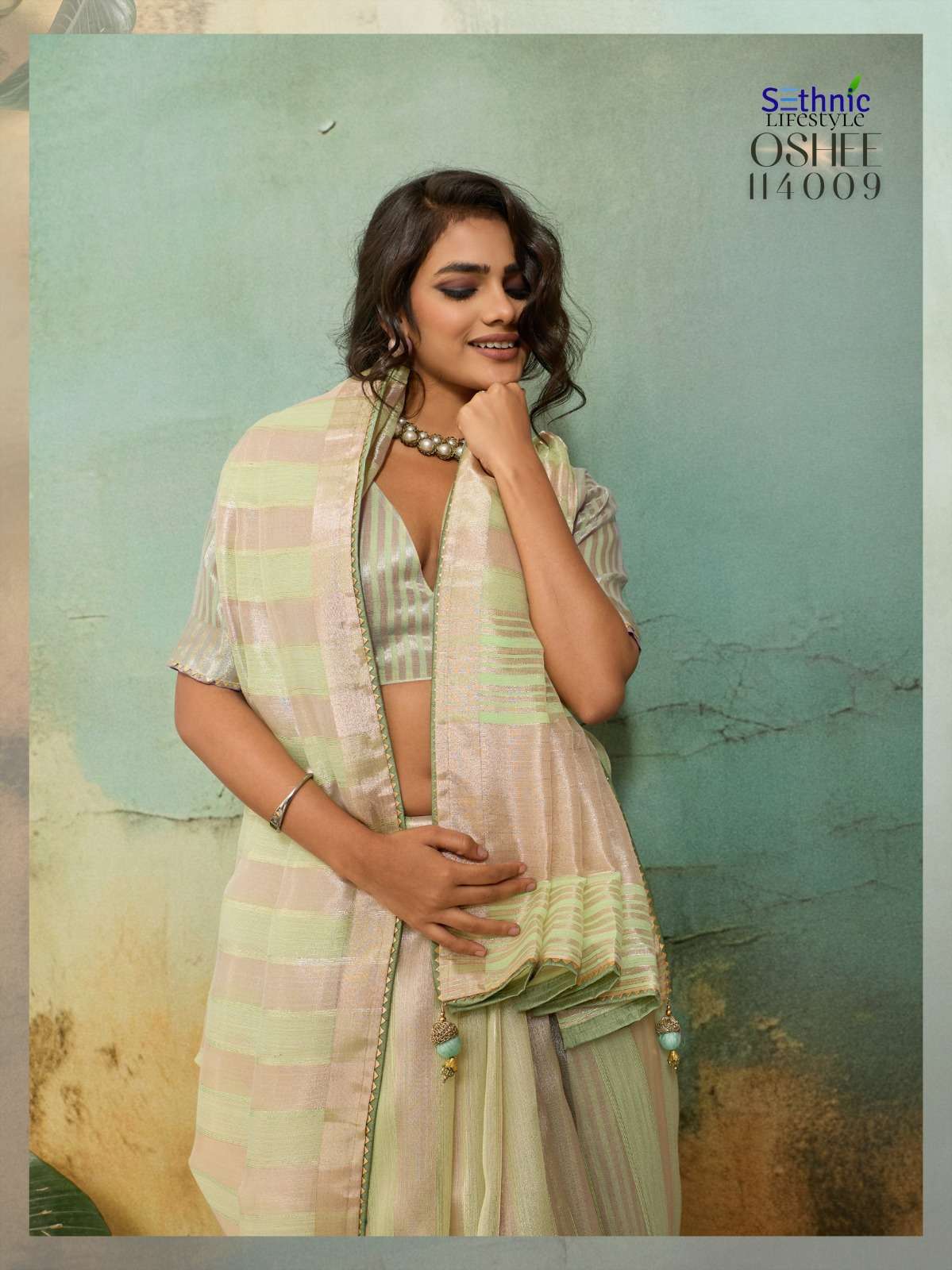SETHNIC LIFESTYLES LAUNCHING COTTON SILK BLEND BROAD STRIPES PATTERN AND ZARI PATTA SAREE  OSHEE CATALOG