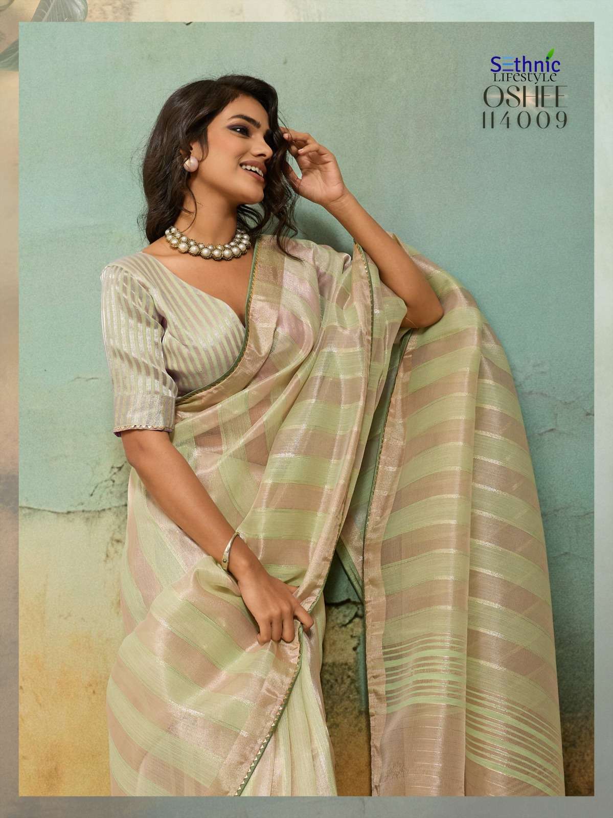 SETHNIC LIFESTYLES LAUNCHING COTTON SILK BLEND BROAD STRIPES PATTERN AND ZARI PATTA SAREE  OSHEE CATALOG