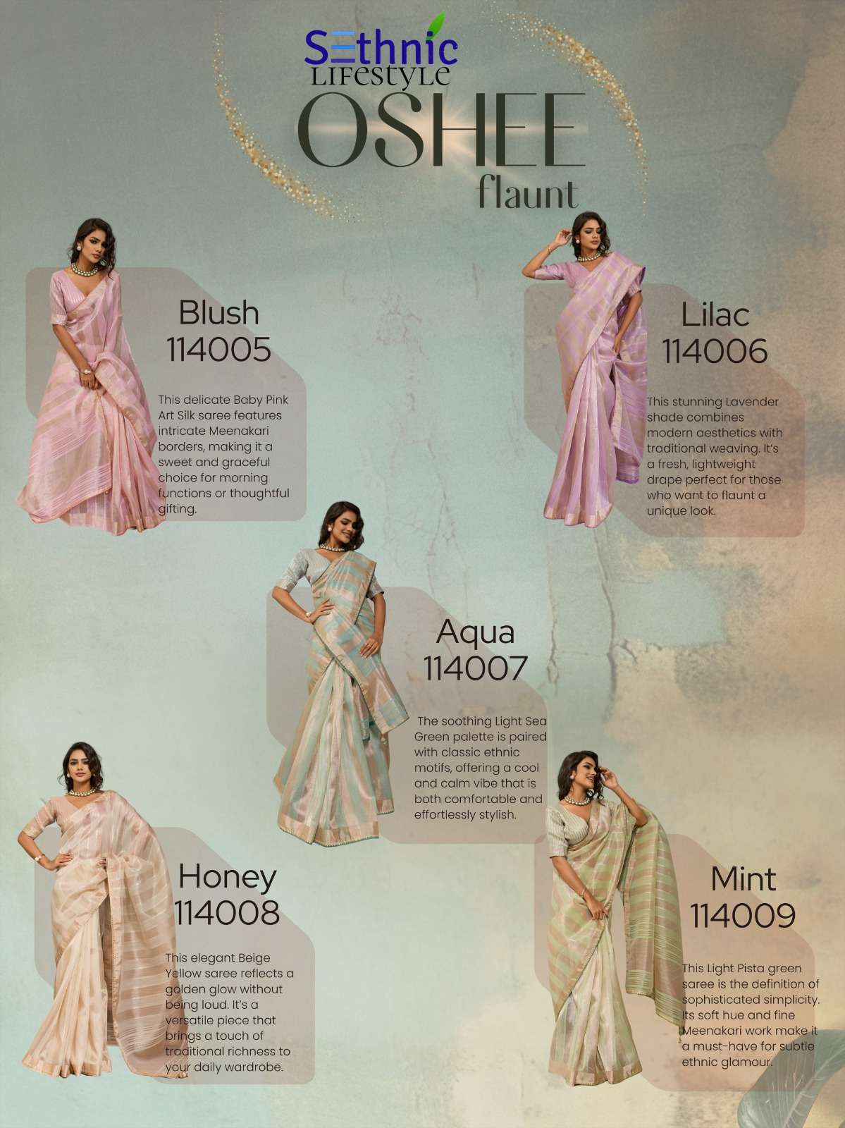 SETHNIC LIFESTYLES LAUNCHING COTTON SILK BLEND BROAD STRIPES PATTERN AND ZARI PATTA SAREE  OSHEE CATALOG