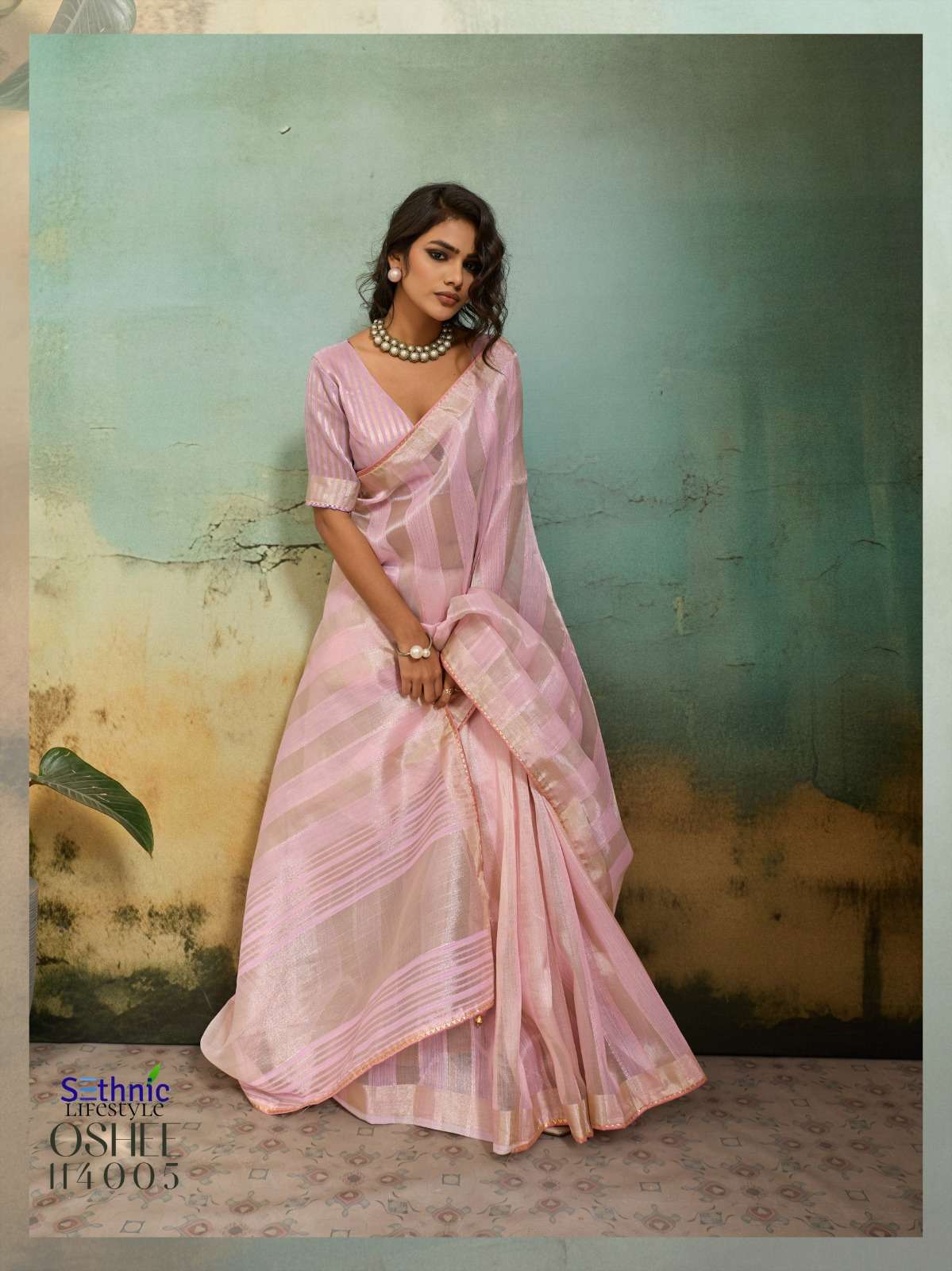 SETHNIC LIFESTYLES LAUNCHING COTTON SILK BLEND BROAD STRIPES PATTERN AND ZARI PATTA SAREE  OSHEE CATALOG