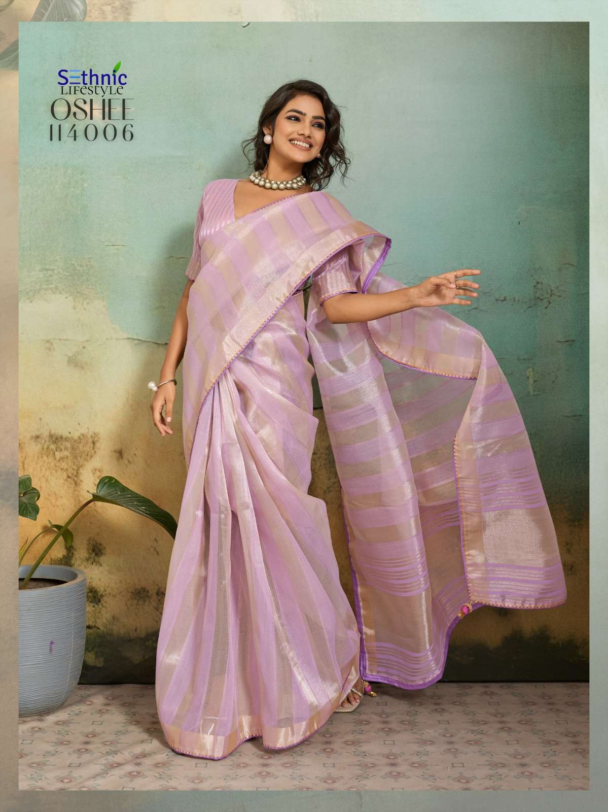 SETHNIC LIFESTYLES LAUNCHING COTTON SILK BLEND BROAD STRIPES PATTERN AND ZARI PATTA SAREE  OSHEE CATALOG